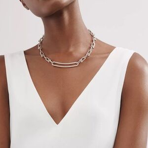 Sterling Silver U Link Horseshoe Chain Link hardware Paperclip necklace  17”